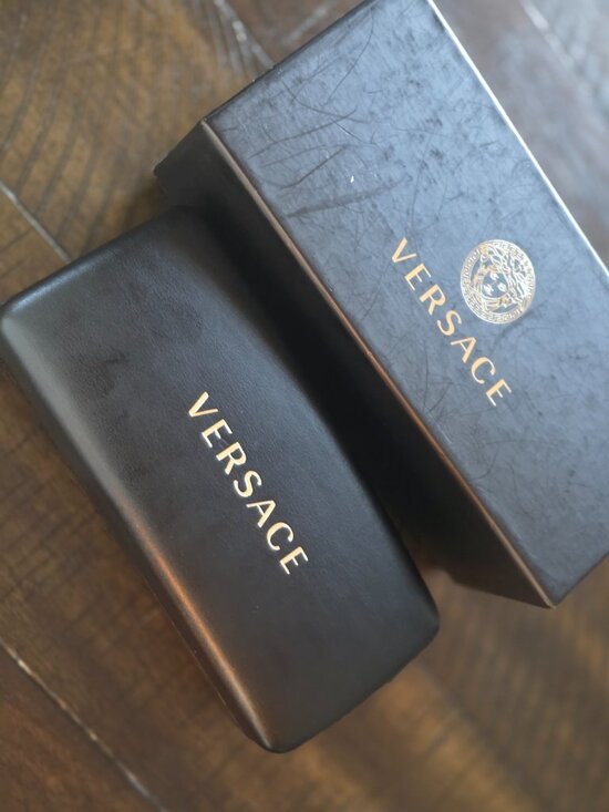 Versace Clear Frame Sunglasses with Gray Lenses